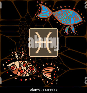 Illustration de poissons(l) Poissons Astrologie horoscope zodiac sign illustration Banque D'Images