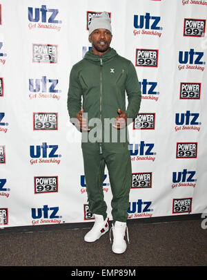 Bala Cynwyd, Pennsylvania, USA. 22 avril, 2015. Jamie Foxx pose à Power 99's Performance Theatre le 22 avril 2015 à Bala Cynwyd, Pennsylvania, United States. Crédit : Paul Froggatt/Alamy Live News Banque D'Images