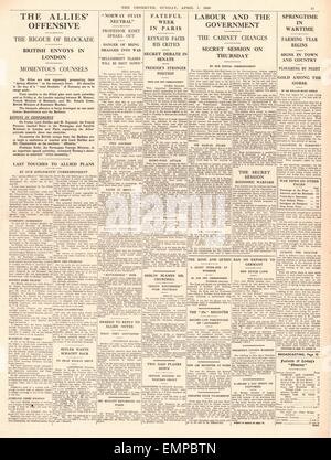 1940 page 11 l'Observateur Allied blocus économique de l'Allemagne la neutralité de la Norvège Suède Banque D'Images