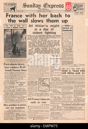 1940 front page Sunday Express bataille pour la France Banque D'Images