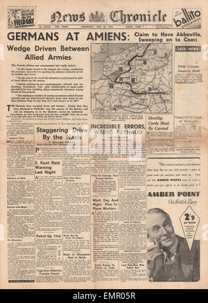 1940 Front Page News Chronicle les forces allemandes à Amiens Banque D'Images