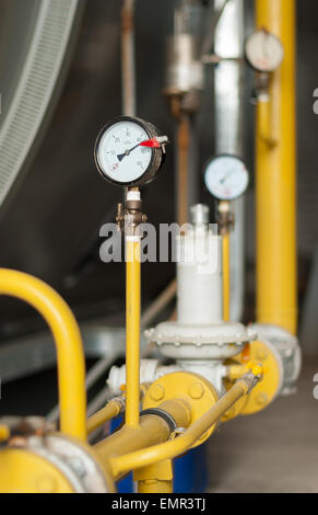 Le manomètre sur le gazoduc pipeline. Banque D'Images