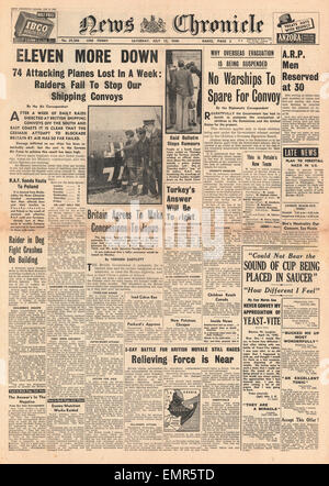 1940 Front Page News Chronicle Bataille d'Angleterre Banque D'Images