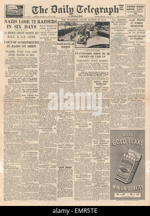 1940 front page Daily Telegraph Bataille d'Angleterre Banque D'Images