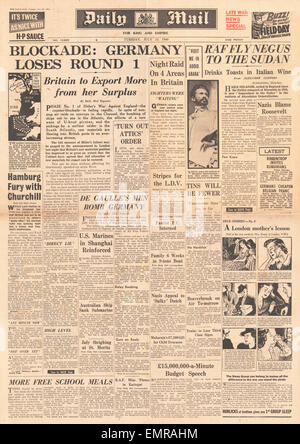 1940 front page Daily Mail Bataille d'Angleterre Banque D'Images