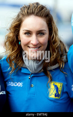 Amy Williams, médaillée d'or aux Jeux Olympiques d'hiver de GO Banque D'Images