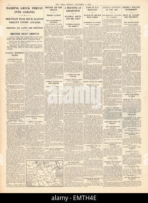 1940 page 4 la fois pousser l'armée grecque en Albanie, l'armée, de la marine britannique RAF maintenant en Crète élections présidentielles américaines Banque D'Images