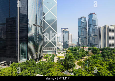 Lippo Centre, Bank of China Tower et Citibank Plaza Central, des bâtiments et de l'Amirauté, l'île de Hong Kong, Hong Kong, Chine Banque D'Images