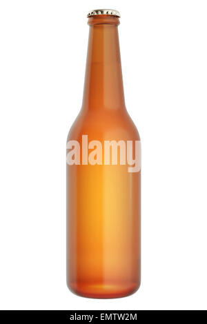 Bière bouteille isolé sur fond blanc. Banque D'Images