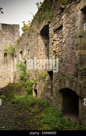 UK, Cumbria, Workington, Ruines de Workington, Hall intérieur envahi Banque D'Images