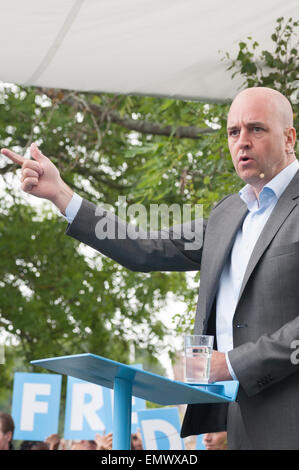 Gustavsberg, Suède, le 17 août 2013 : le premier ministre (2006-2014), Fredrik Reinfeldt a tenu son discours d'été. Banque D'Images