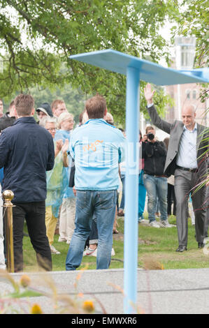 Gustavsberg, Suède, le 17 août 2013 : le premier ministre (2006-2014), Fredrik Reinfeldt a tenu son discours d'été. Banque D'Images