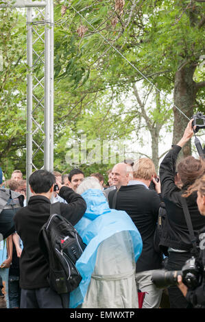 Gustavsberg, Suède, le 17 août 2013 : le premier ministre (2006-2014), Fredrik Reinfeldt a tenu son discours d'été. Banque D'Images