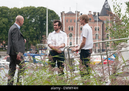 Gustavsberg, Suède, le 17 août 2013 : le premier ministre (2006-2014), Fredrik Reinfeldt a tenu son discours d'été. Banque D'Images