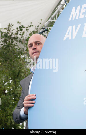 Gustavsberg, Suède, le 17 août 2013 : le premier ministre (2006-2014), Fredrik Reinfeldt a tenu son discours d'été. Banque D'Images