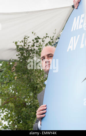 Gustavsberg, Suède, le 17 août 2013 : le premier ministre (2006-2014), Fredrik Reinfeldt a tenu son discours d'été. Banque D'Images