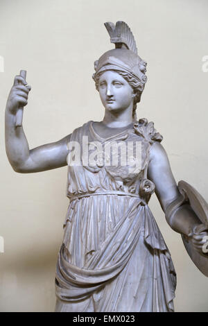 Statue d'Athéna. De la Villa de Cassio, près de Tivoli, Italie. 1er siècle copie d'annonce du 3e siècle avant J.-C. te d'origine hellénique. Banque D'Images