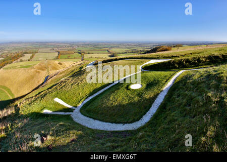 Uffington White Horse ; Section Head à l'âge du Bronze ; Oxfordhire ; UK Banque D'Images