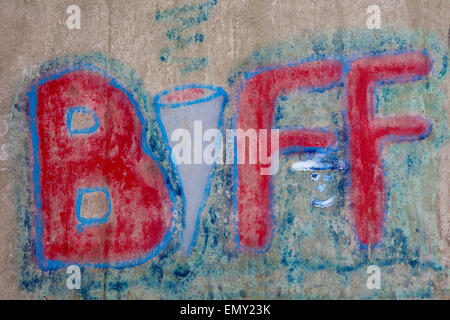 Graffiti sur le passage souterrain de la M6 Pont à Denny Beck, Lancaster, Lancashire, UK Banque D'Images