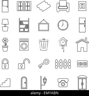 Chambre ligne connexes icônes sur fond blanc, stock vector Illustration de Vecteur
