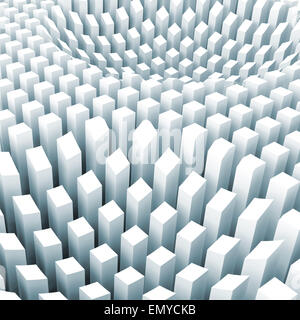 Résumé Contexte numérique avec surface courbe formée par les meilleurs côtés de la lumière bleu salon array, 3d illustration Banque D'Images