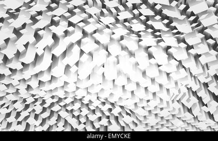 Résumé fond numérique monochrome chaotique avec motif carré sur une surface courbe, 3d illustration Banque D'Images