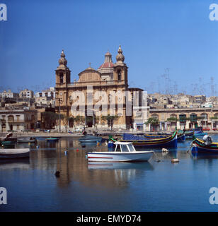 Eine Reise nach Msida, Malte, 1980er Jahre. Un voyage à Msida, Malte, 1980. Banque D'Images