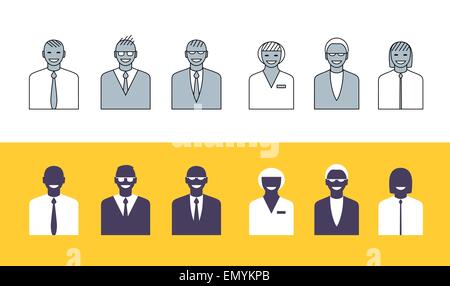 Les gens d'affaires collection avatars simples Illustration de Vecteur