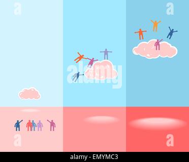 Les gens et les nuages. Succès concept illustration Illustration de Vecteur