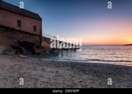 Coucher de soleil au cap Lizard en Cornouailles Banque D'Images