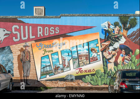 L'affichage mural. Alpine. Le Texas. USA Banque D'Images