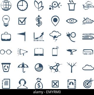 Les gens d'affaires d'icônes. Management, ressources humaines, marketing, solutions e-commerce. Modèle plat Illustration de Vecteur