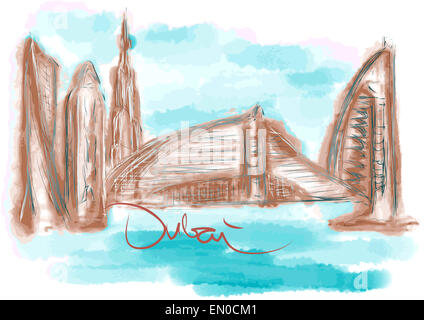 Dubaï. abstract skyline silhouette. Banque D'Images