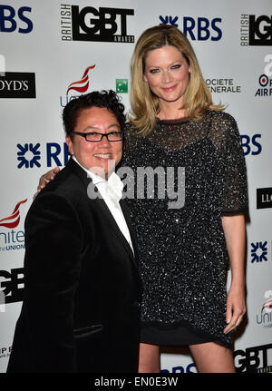 Londres, Royaume-Uni, 24 avril 2015 : comédienne Sophie Ward avec femme Renna Brennan assiste à la remise des Prix 2015 LGBT britannique au Landmark Hotel à Londres. Crédit photo : Voir Li/Alamy Live News Banque D'Images