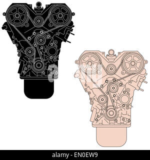 Moteur à combustion interne, comme vu de face. Vector illust Banque D'Images