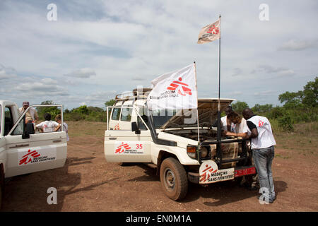 Le personnel MSF en République centrafricaine Banque D'Images