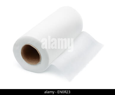 Rouleau de tissu non tissé à usage unique , isolated on white Banque D'Images