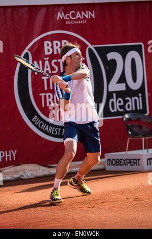 22 avril 2015 : Daniel GIMENO TRAVER-ESP en action pendant le tournoi ATP BRD Nastase Tiriac Trophy de BNR Arenas, Roumanie ROU. Catalin Soare/www.sportaction.ro Banque D'Images