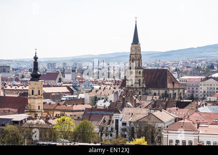 Vue sur la haute ville de Cluj-Napoca en Roumanie Banque D'Images