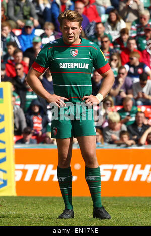 Leicester, Royaume-Uni. Apr 25, 2015. Aviva Premiership. Leicester Tigers contre London Welsh. George Catchpole (Leicester) en action. Credit : Action Plus Sport/Alamy Live News Banque D'Images