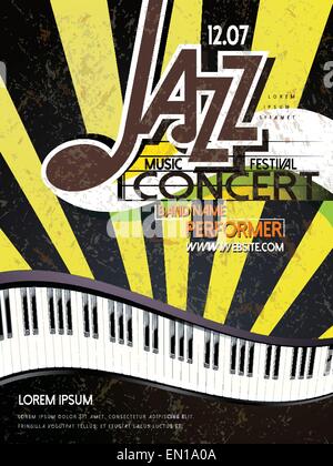 L'affiche du festival de musique de jazz et modèle de piano Illustration de Vecteur