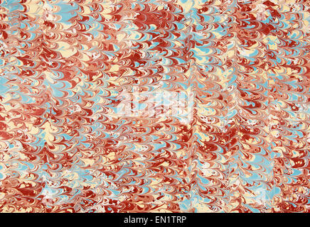 Rouge, blanc et bleu motif papier marbré dans un fond plein cadre Banque D'Images