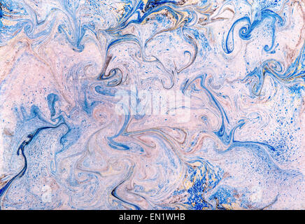 Texture de fond plein cadre et la structure de l'agitation de papier marbré bleu et blanc Banque D'Images