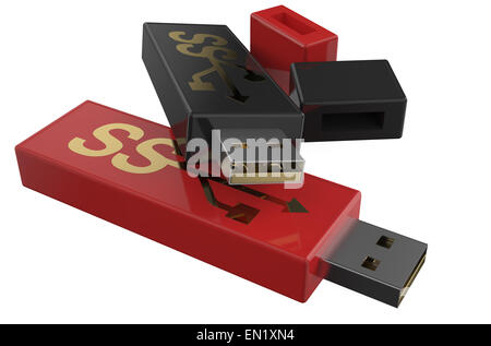 Lecteur USB clignote ss 3.0 isolé sur fond blanc Banque D'Images