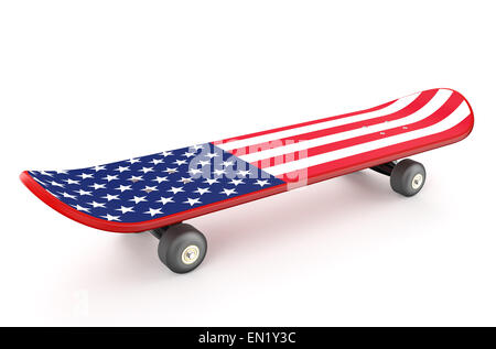 Skateboard avec USA flag isolé sur fond blanc Banque D'Images