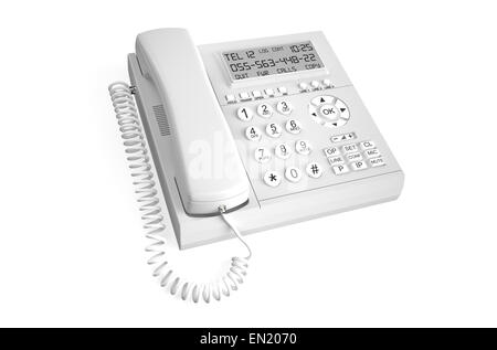 Téléphone IP blanc isolé sur fond blanc Banque D'Images