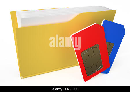 L'icône de dossier avec carte SIM isolé sur fond blanc Banque D'Images