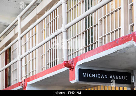 Michigan Avenue des cellules de prison au pénitencier d'Alcatraz Banque D'Images