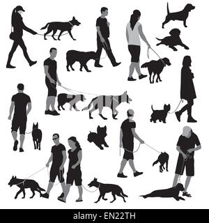 Quelques personnes avec des chiens. Vector illustration Illustration de Vecteur