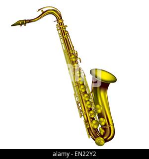 Saxophone ténor isolé sur fond blanc. Vector illustration Illustration de Vecteur